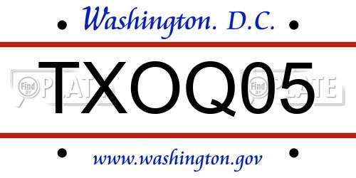 TXOQ05 District Of Columbia License Plate