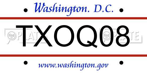 TXOQ08 District Of Columbia License Plate