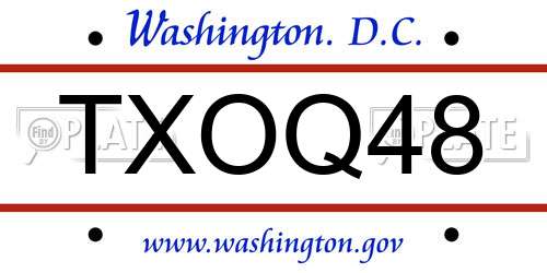 TXOQ48 District Of Columbia License Plate