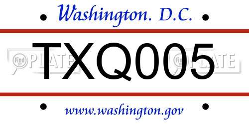 TXQ005 District Of Columbia License Plate