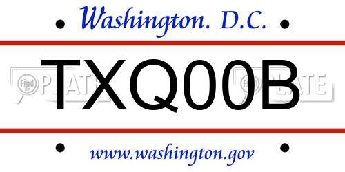 TXQ00B District Of Columbia License Plate