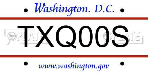 TXQ00S District Of Columbia License Plate
