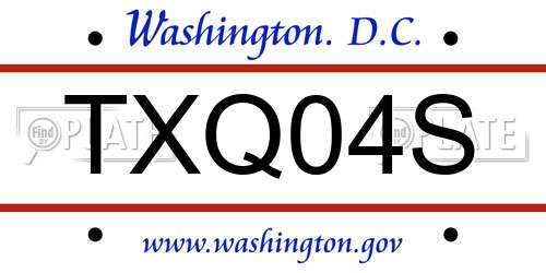 TXQ04S District Of Columbia License Plate