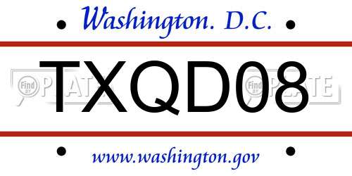 TXQD08 District Of Columbia License Plate
