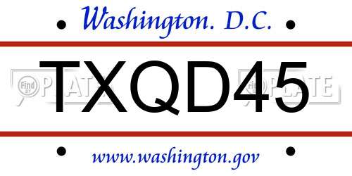TXQD45 District Of Columbia License Plate