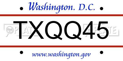 TXQQ45 District Of Columbia License Plate