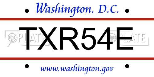 TXR54E District Of Columbia License Plate