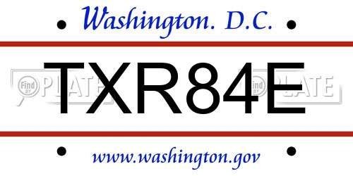 TXR84E District Of Columbia License Plate