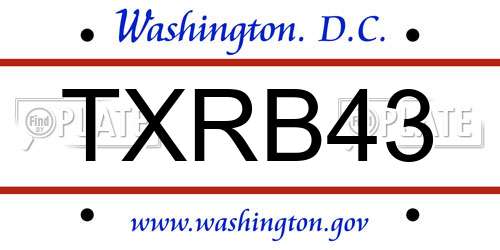 TXRB43 District Of Columbia License Plate