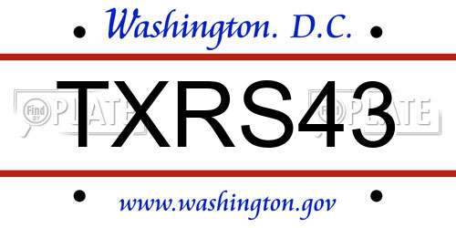 TXRS43 District Of Columbia License Plate