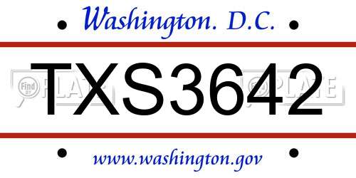 TXS3642 District Of Columbia License Plate