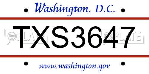 TXS3647 District Of Columbia License Plate
