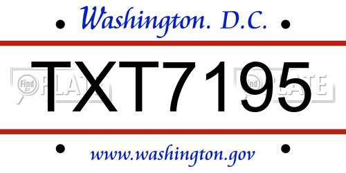 TXT7195 District Of Columbia License Plate