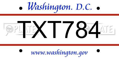 TXT784 District Of Columbia License Plate