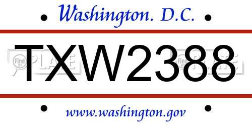 TXW2388 District Of Columbia License Plate