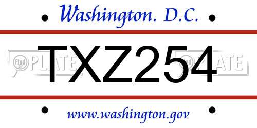 TXZ254 District Of Columbia License Plate
