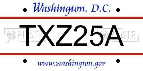 TXZ25A District Of Columbia License Plate