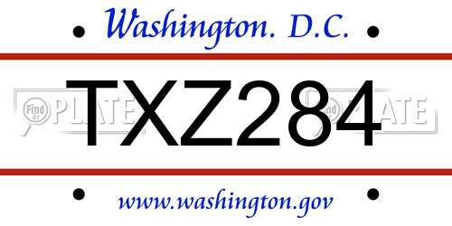 TXZ284 District Of Columbia License Plate