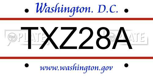 TXZ28A District Of Columbia License Plate