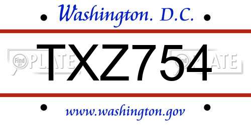 TXZ754 District Of Columbia License Plate