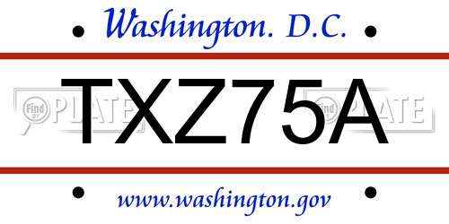 TXZ75A District Of Columbia License Plate