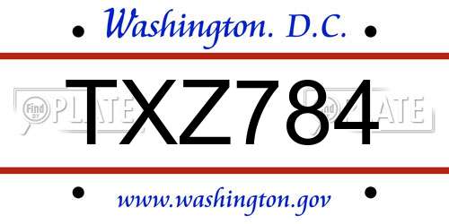 TXZ784 District Of Columbia License Plate