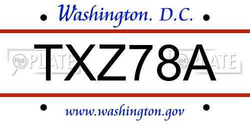 TXZ78A District Of Columbia License Plate
