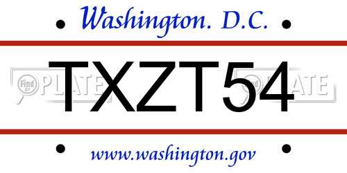 TXZT54 District Of Columbia License Plate