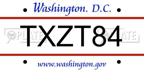 TXZT84 District Of Columbia License Plate