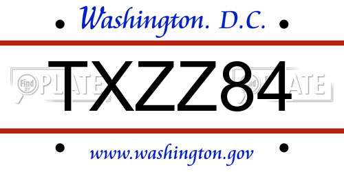 TXZZ84 District Of Columbia License Plate