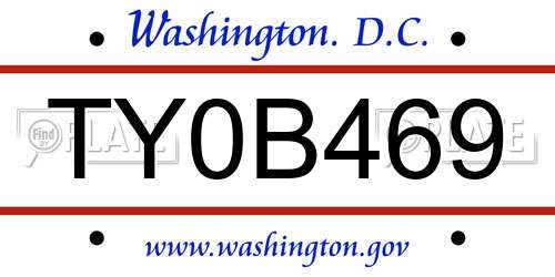 TY0B469 District Of Columbia License Plate