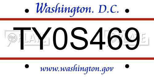 TY0S469 District Of Columbia License Plate