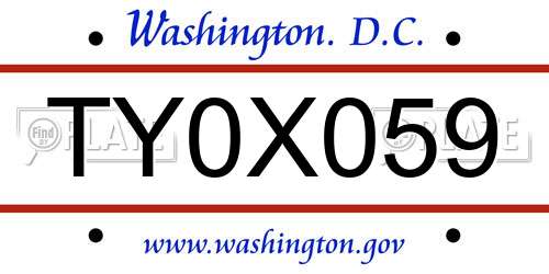 TY0X059 District Of Columbia License Plate