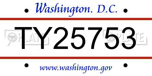 TY25753 District Of Columbia License Plate