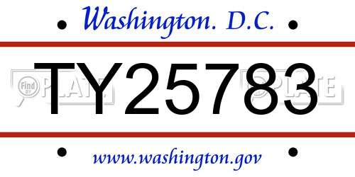 TY25783 District Of Columbia License Plate