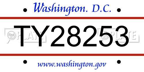 TY28253 District Of Columbia License Plate