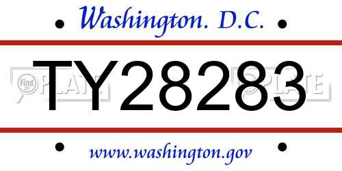 TY28283 District Of Columbia License Plate