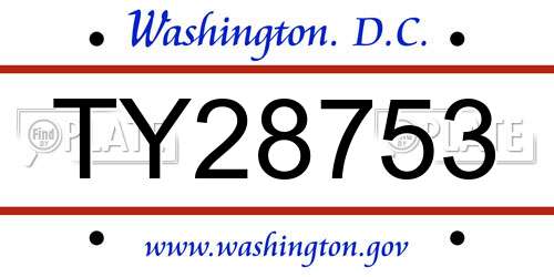 TY28753 District Of Columbia License Plate
