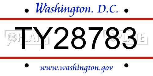 TY28783 District Of Columbia License Plate