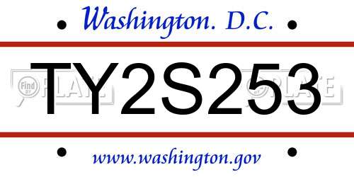 TY2S253 District Of Columbia License Plate