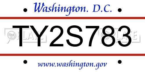 TY2S783 District Of Columbia License Plate