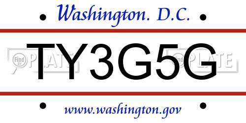 TY3G5G District Of Columbia License Plate