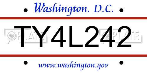 TY4L242 District Of Columbia License Plate