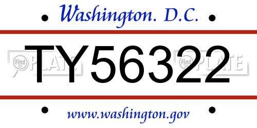 TY56322 District Of Columbia License Plate