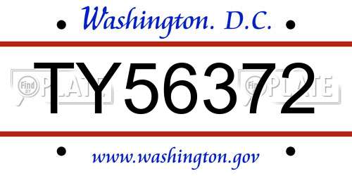 TY56372 District Of Columbia License Plate