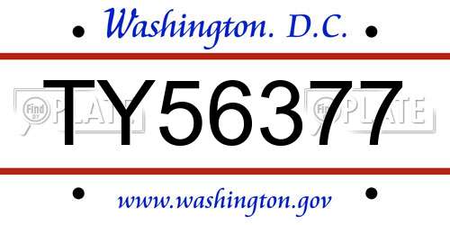 TY56377 District Of Columbia License Plate