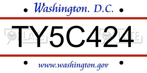 TY5C424 District Of Columbia License Plate