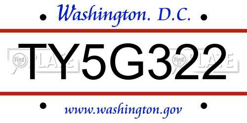 TY5G322 District Of Columbia License Plate