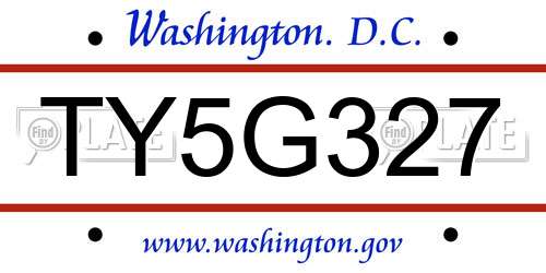 TY5G327 District Of Columbia License Plate