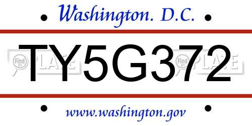 TY5G372 District Of Columbia License Plate